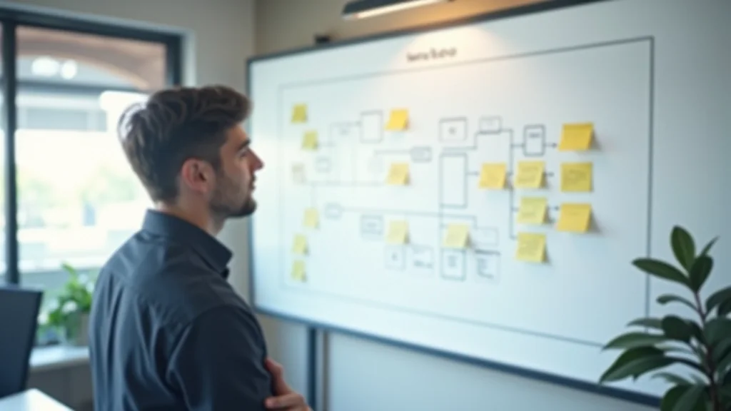 Diagrama de un flujo de integración continua en una pizarra